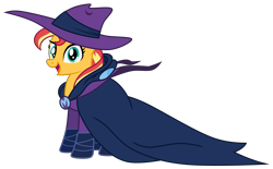 Size: 8400x5200 | Tagged: safe, artist:emeraldblast63, mare do well, sunset shimmer, pony, unicorn, g4, clothes swap, female, mare, mare do well costume, simple background, solo, transparent background