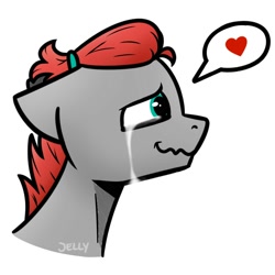 Size: 2000x2000 | Tagged: safe, artist:jellysketch, oc, oc only, oc:cherry feather (pony), pegasus, pony, bust, crying, heart, high res, love, pegasus oc, pictogram, simple background, solo, tears of joy, vent art, wavy mouth, white background