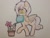 Size: 1024x768 | Tagged: safe, artist:anxioussartist, oc, oc only, oc:lavender whisper, pegasus, pony, eyelashes, femboy, flower, girly, male, solo, stallion, traditional art, watering can