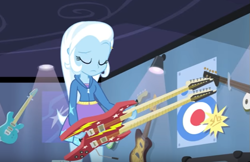 Size: 625x405 | Tagged: safe, edit, edited screencap, screencap, trixie, equestria girls, g4, guitar centered, my little pony equestria girls: rainbow rocks, cropped, guitar, musical instrument