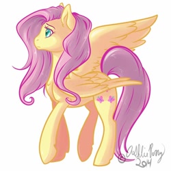 Size: 900x900 | Tagged: safe, artist:bluekazenate, fluttershy, pegasus, pony, g4, female, mare, profile, simple background, solo, white background