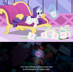 Size: 2000x1971 | Tagged: safe, edit, edited screencap, screencap, rarity, pony, unicorn, g4, inspiration manifestation, annoyed, caption, carousel boutique, cartoon physics, comfort eating, cropped, crying, cute, digestion without weight gain, drama, drama queen, eating, everything's not awesome, faic, fainting couch, female, food, glowing horn, hammerspace, hammerspace belly, horn, ice cream, ice cream cone, ice cream cone (the lego movie), image macro, lego, lying down, magic, makeup, mare, marshmelodrama, mascara, mascarity, meme, open mouth, raribetes, rarity being rarity, running makeup, stuffing, text, the lego movie 2: the second part