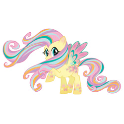 Size: 800x800 | Tagged: safe, fluttershy, pegasus, pony, g4, colored wings, concept art, female, gradient hooves, gradient wings, mare, multicolored hair, multicolored wings, rainbow power, simple background, solo, white background, wings