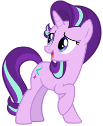 Size: 7050x8650 | Tagged: safe, artist:andoanimalia, starlight glimmer, pony, unicorn, g4, the beginning of the end, absurd resolution, cutie mark, female, hair flip, mare, open mouth, raised hoof, simple background, smiling, solo, transparent background