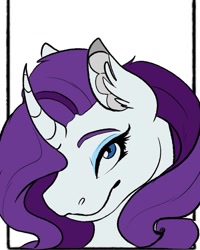 Size: 1009x1261 | Tagged: safe, alternate version, artist:graphox_arts, rarity, pony, unicorn, g4, bust, curved horn, ear fluff, eyelashes, female, horn, makeup, mare, smiling, solo