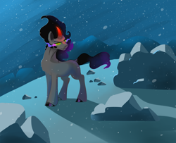 Size: 4500x3656 | Tagged: safe, artist:mylittlegodzilla, king sombra, pony, unicorn, g4, male, snow, snowfall, solo
