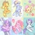 Size: 1080x1080 | Tagged: safe, artist:matcha_nekochan, applejack, fluttershy, pinkie pie, rainbow dash, rarity, twilight sparkle, alicorn, earth pony, pegasus, pony, rabbit, unicorn, g4, animal, applejack's hat, balloon, book, cowboy hat, cute, dashabetes, diapinkes, eyes closed, flower, grass, hat, heart, jackabetes, lying down, mane six, raribetes, shyabetes, text, twiabetes, twilight sparkle (alicorn)