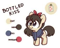 Size: 1200x960 | Tagged: safe, artist:sugar morning, oc, oc only, oc:bottled kiss, pegasus, pony, animated, clothes, cute, female, filly, gif, hairband, jacket, mare, ocbetes, reference sheet, simple background, solo, white background