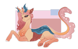 Size: 2851x1785 | Tagged: safe, artist:holoriot, oc, oc only, oc:amber, changepony, hybrid, female, high res, interspecies offspring, offspring, parent:pharynx, parent:sunset shimmer, prone, simple background, solo, transparent background