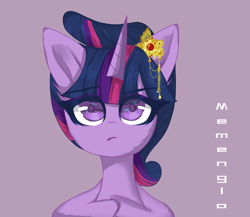 Size: 2886x2504 | Tagged: safe, artist:memengla, twilight sparkle, alicorn, pony, g4, chinese, female, high res, jewelry, solo, twilight sparkle (alicorn)