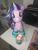 Size: 3024x4032 | Tagged: safe, artist:1stastrastudio, starlight glimmer, pony, unicorn, g4, chocolate, clothes, drink, empathy cocoa, food, hot chocolate, irl, marshmallow, photo, plushie, socks, solo, striped socks, waifu, waifu dinner