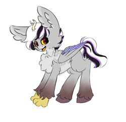 Size: 772x748 | Tagged: safe, artist:rosychild, oc, oc only, hybrid, blank flank, ear fluff, female, filly, next generation, solo, wings