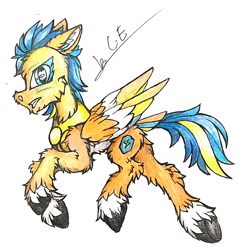 Size: 1228x1280 | Tagged: safe, artist:creature.exist, flash sentry, pegasus, pony, g4, male, solo, traditional art