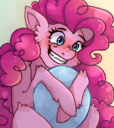 Size: 2400x2700 | Tagged: safe, artist:theswingingcat, pinkie pie, earth pony, pony, g4, balloon, cheek fluff, cute, diapinkes, ear fluff, female, grin, high res, leg fluff, mare, smiling, solo, that pony sure does love balloons
