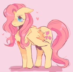 Size: 1812x1791 | Tagged: safe, artist:marshukitty, fluttershy, pegasus, pony, g4, chest fluff, cute, female, heart, mare, pink background, shyabetes, simple background, solo