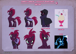 Size: 2000x1414 | Tagged: safe, artist:light262, fizzlepop berrytwist, tempest shadow, unicorn, the last problem, angry, armor, broken horn, clothes, happy, horn, reference sheet