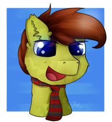 Size: 2052x2231 | Tagged: safe, artist:jesterpi, oc, oc:apple hooves, earth pony, pony, abstract background, glowing, happy, high res, necktie, profile pic, smiling, tartan