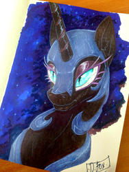 Size: 720x960 | Tagged: safe, artist:daryaberry, nightmare moon, alicorn, pony, g4, bust, cute, female, mare, portrait, traditional art