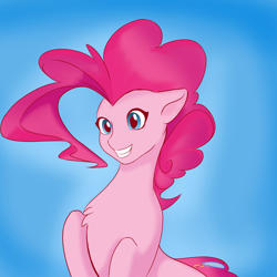 Size: 4096x4096 | Tagged: safe, artist:xxpaw2001xx, pinkie pie, earth pony, pony, g4, absurd resolution, blue background, chest fluff, female, mare, simple background, smiling, solo
