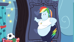 Size: 2560x1440 | Tagged: safe, artist:neongothic, rainbow dash, equestria girls, g4, bbw, belly, belly button, big belly, breasts, double chin, fat, fat boobs, female, morbidly obese, obese, rainblob dash, solo, weight gain