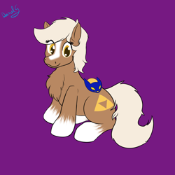Size: 2000x2000 | Tagged: safe, artist:darnelg, earth pony, pony, blaze (coat marking), bombchu, chest fluff, coat markings, epona, epony, facial markings, high res, looking at you, pet, ponified, socks (coat markings), the legend of zelda