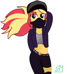 Size: 3000x3000 | Tagged: safe, artist:brisk-might3, sunset shimmer, human, equestria girls, g4, akali, female, high res, league of legends, simple background, solo, transparent background