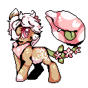 Size: 128x128 | Tagged: safe, artist:twinony, oc, oc:bloom, oc:blossom, monster pony, original species, piranha plant pony, plant pony, augmented tail, fangs, female, flower, flower in hair, neckerchief, pixel art, plant, simple background, smiling, tongue out, transparent background