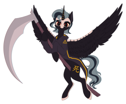 Size: 3202x2642 | Tagged: safe, artist:spirit-1, alicorn, pony, grim reaper, high res, ponified, scythe, simple background, solo, transparent background
