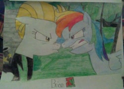 Size: 1024x738 | Tagged: safe, artist:brbeginner, lightning dust, rainbow dash, g4, the washouts (episode), traditional art