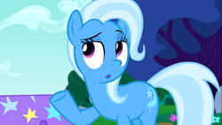 Size: 1366x768 | Tagged: safe, artist:dtkraus, edit, edited edit, edited screencap, editor:slayerbvc, screencap, trixie, earth pony, pony, g4, no second prances, :o, earth pony trixie, female, mare, open mouth, race swap, raised hoof, solo, underhoof