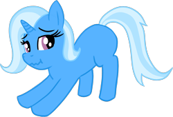 Size: 2274x1543 | Tagged: safe, artist:poniidesu, trixie, pony, unicorn, g4, blank flank, female, filly, iwtcird, looking at you, meme, simple background, solo, transparent background, wavy mouth, younger
