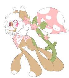 Size: 1801x2023 | Tagged: safe, artist:pennydropshop, oc, oc:bloom, oc:blossom, monster pony, original species, piranha plant pony, plant pony, augmented tail, female, flower, flower in hair, neckerchief, plant, simple background, tongue out, transparent background