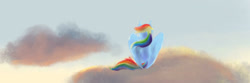 Size: 1500x500 | Tagged: safe, artist:lumepone, rainbow dash, pegasus, pony, g4, cloud, scenery, sky