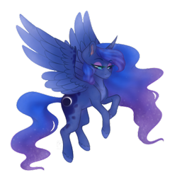 Size: 500x500 | Tagged: safe, alternate version, artist:brendalobinha, princess luna, alicorn, pony, g4, crown, eyeshadow, female, flying, jewelry, looking at you, makeup, mare, regalia, simple background, solo, transparent background, wavy mane, wings
