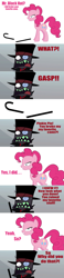 Size: 1365x5889 | Tagged: safe, pinkie pie, g4, angry, black hat (villainous), broken cane, comic, crossover, female, hat, male, top hat