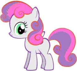 Size: 400x367 | Tagged: safe, edit, edited screencap, screencap, sweetie belle, pegasus, pony, g4, female, filly, looking at you, not a vector, pegasus sweetie belle, race swap, recolor, smiling