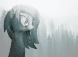 Size: 2423x1790 | Tagged: safe, artist:rsd500, oc, oc:crushtest, pony, bust, dark green, digital art, everfree forest, forestcross, game, photoshop, portrait, solo, soon, traditional art, wallpaper