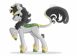 Size: 1600x1156 | Tagged: safe, artist:daryaberry, kirin, crossover, jewelry, kirin-ified, loki, profile, raised hoof, regalia, solo, species swap