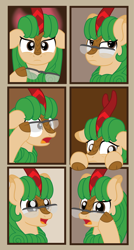 Size: 2936x5464 | Tagged: safe, artist:povitato, oc, oc only, oc:willow hearth, kirin, angry, ashamed, bust, confused, expressions, eyeroll, glasses, glasses off, happy, kirin oc, looking at you, male, sad, shocked, solo, wallpaper