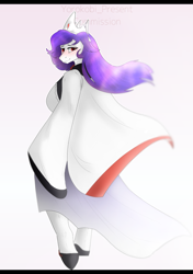 Size: 1407x1999 | Tagged: safe, artist:chao-xing, oc, oc only, earth pony, anthro, unguligrade anthro, blushing, cape, clothes, commission, crown, dress, female, jewelry, looking at you, mare, mother's day, shoes, simple background, solo