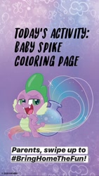 Size: 1080x1920 | Tagged: safe, spike, g4.5, my little pony: pony life, official, bringhomethefun, coronavirus, covid-19, instagram story, male, solo, text