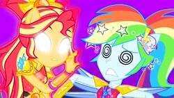 Size: 1280x720 | Tagged: safe, rainbow dash, sunset shimmer, equestria girls, g4, my little pony equestria girls: better together, super squad goals