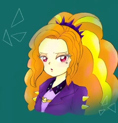 Size: 1130x1174 | Tagged: safe, artist:suke2242, adagio dazzle, equestria girls, g4, my little pony equestria girls: better together, :o, adoragio, bust, cute, female, green background, looking at you, open mouth, simple background, solo