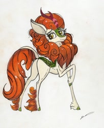 Size: 1280x1565 | Tagged: safe, artist:luxiwind, autumn blaze, kirin, g4, cute, female, smiling, solo, traditional art