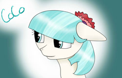 Size: 800x512 | Tagged: safe, artist:scenicstar, coco pommel, earth pony, pony, g4, bust, female, floppy ears, solo