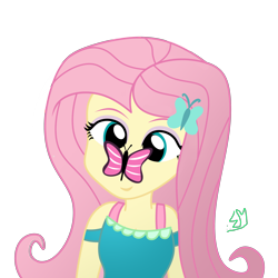 Size: 3000x3000 | Tagged: safe, artist:brisk-might3, fluttershy, butterfly, equestria girls, g4, bust, butterfly on nose, female, high res, insect on nose, simple background, solo, transparent background