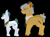 Size: 1500x1100 | Tagged: safe, artist:lepiswerid, cloudy quartz, igneous rock pie, earth pony, pony, g4, black background, clothes, colored hooves, cutie mark, glasses, glasses off, lineless, markings, marsverse, older, pattern, redesign, side view, simple background, tied up mane