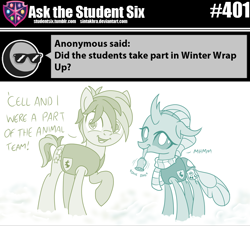 Size: 800x724 | Tagged: safe, artist:sintakhra, ocellus, sandbar, changedling, changeling, pony, tumblr:studentsix, g4, bell, clothes, cute, diaocelles, mouth hold, sandabetes, scarf, winter wrap up vest