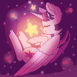 Size: 700x700 | Tagged: safe, artist:rednineuwu, twilight sparkle, alicorn, pony, g4, animated, colored hooves, cute, ear fluff, female, mare, no pupils, profile, smiling, solo, stars, twiabetes, twilight sparkle (alicorn), weapons-grade cute