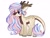 Size: 1280x960 | Tagged: safe, artist:liamruko, oc, oc only, unnamed oc, hybrid, pony, antlers, blushing, colored hooves, eye clipping through hair, female, multicolored hair, simple background, solo, white background